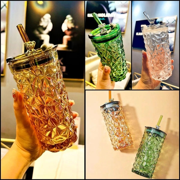 470 ML GLASS MASON JAR WITH STRAW
