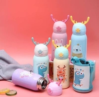 Multipurpose Reindeer steel Sipper bottles  - Hot/cold stainless steel bottle 500ml - Dual caps (Sipper and flask) - Bag to carry the bottle - Adjustable belt