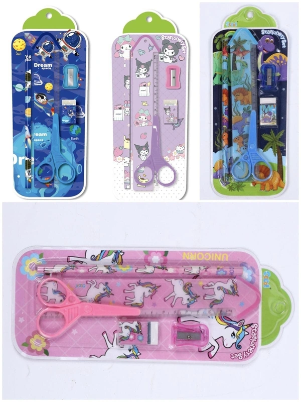 New budget stationery set with paper scissors Design random only girl or boy choice possible