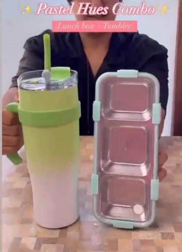 lunch box & stanley combo Pink combo n green combo - green