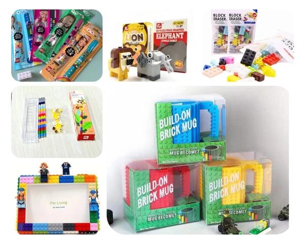 Hc lego 6 in 1 combo 1 lego wrist band 1 lego sharpener 1 lego pencil 1 lego eraser pouch 1 lego frame (without figures) 1 lego mug  Color random only will be send as per girl or boy