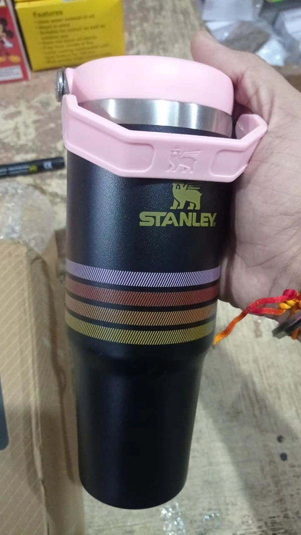 Stanley IceFlow Stainless Steel Tumbler - Vacuum Insulated Water Bottle for Home, Office or Car Reusable Cup with Straw Leak Resistant Flip Cold for 12 Hours or Iced for 2 Days, Plum Stripe, 30OZ