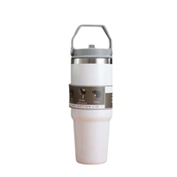 Travel Mug - 30 oz / 890 ml Double Wall Insulated Tumbler with Straw | Premium Steel Coffee Mug for Hot & Cold Drinks | Leak-Proof Design