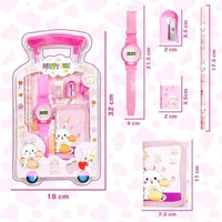7 Item Cute Stationery Gift Set with School Supply Kit, Digital Watch, Wallet Birthday Return Gift for Kids - 12 - 6 boy 6 girl