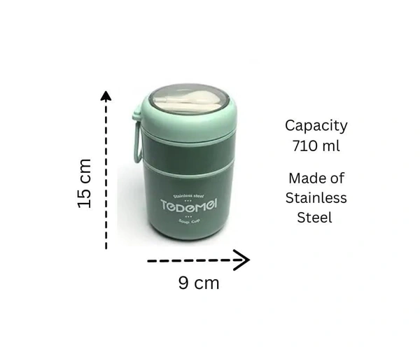 Tedemei Double Partition Leakproof Soup Bowl – 2-in-1 Hot Pot & Food Container for Office & Travel - Glade Green