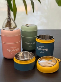 Tedemei Double Partition Leakproof Soup Bowl – 2-in-1 Hot Pot & Food Container for Office & Travel