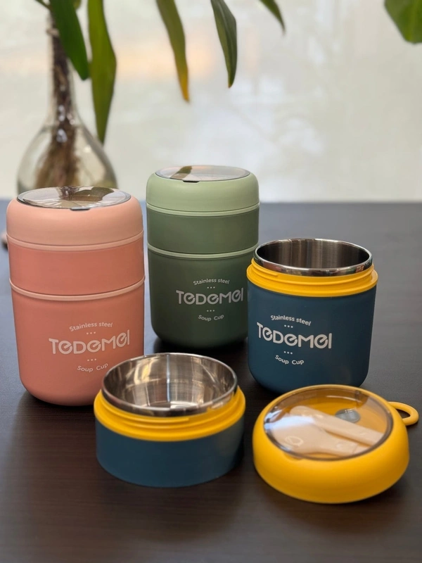 Tedemei Double Partition Leakproof Soup Bowl – 2-in-1 Hot Pot & Food Container for Office & Travel