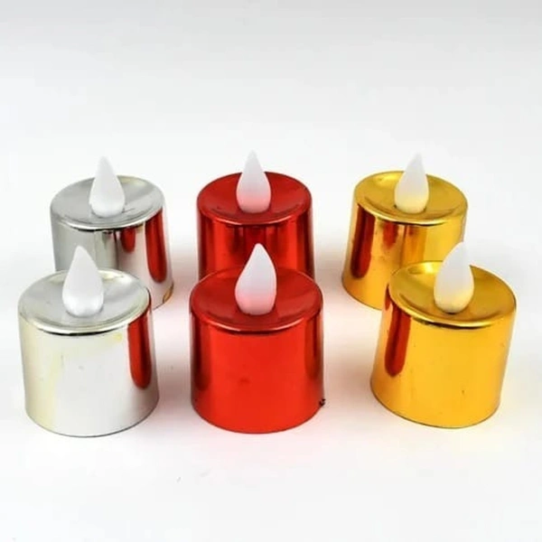Led candles in golden silver n red colors With on off button 12 pc box - 6