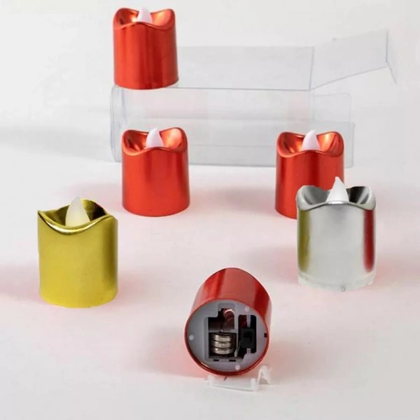 Led candles in golden silver n red colors With on off button 12 pc box - 6