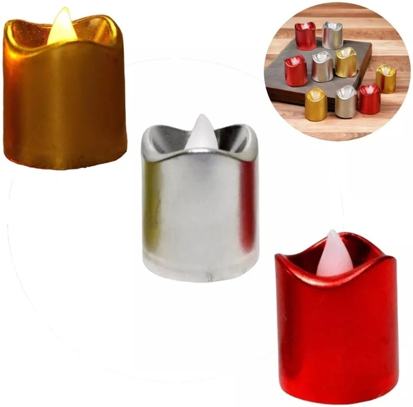 Led candles in golden silver n red colors With on off button 12 pc box - 6