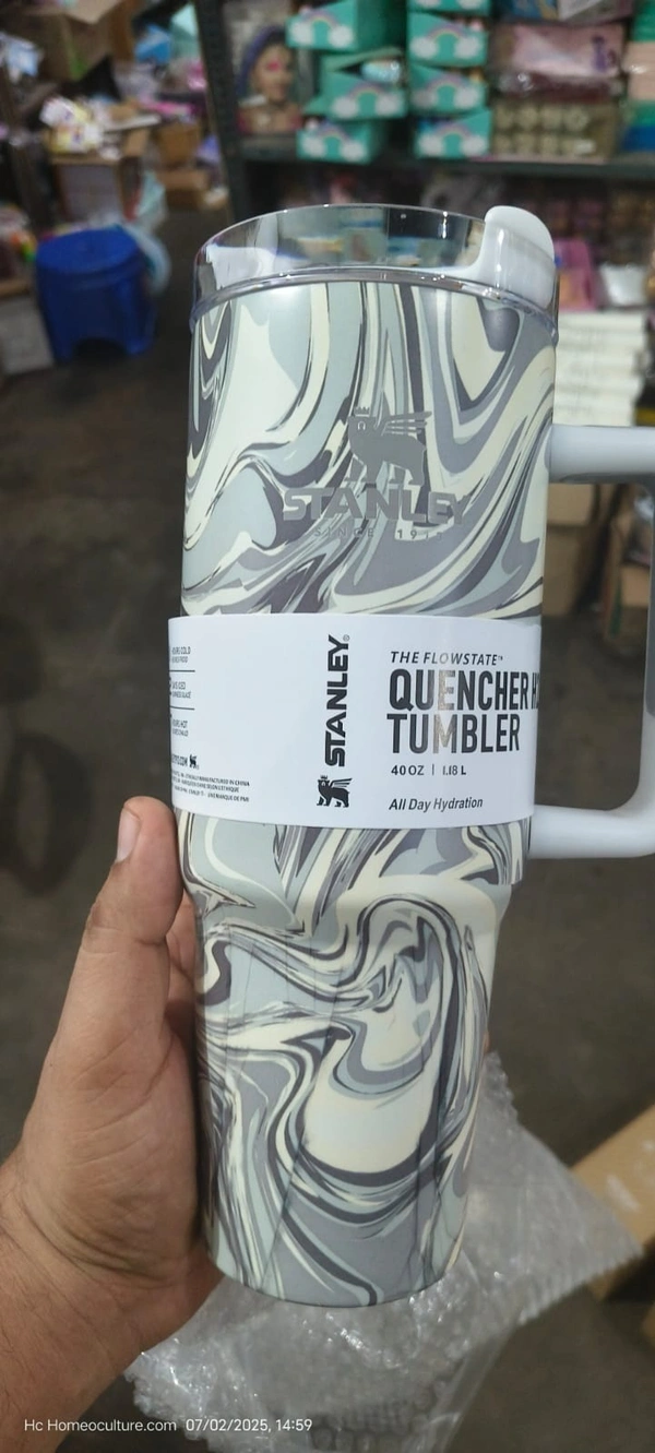 Stanley Stainless Marble Stone Steel Adventure Quencher Travel Tumbler 1.1 Liters - Gray