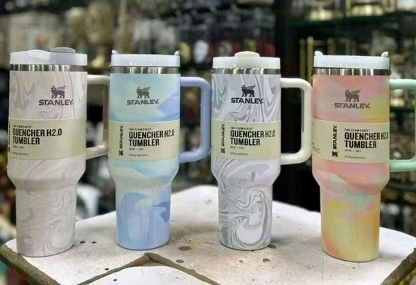 Stanley Stainless Marble Stone Steel Adventure Quencher Travel Tumbler 1.1 Liters - Cyan Aqua