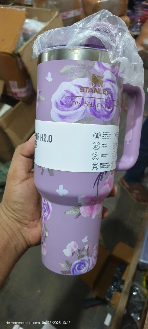 Stanley Printed Steel Sipper – 1 Pc | Fashionable, Durable, and Leak-Proof Bottle for Everyday Hydration - Purple Floral