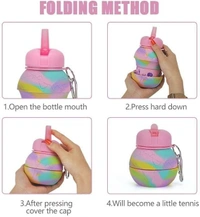 FOLDABLE BOTTLE Earth Water For Picnic, Sports, School, Travel, bicycle, Birthday Gifts, Shockproof, Silicone Collapsible Drink cup with Carabiner Clip