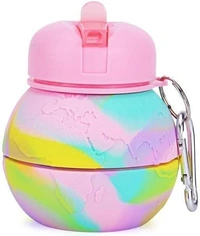 FOLDABLE BOTTLE Earth Water For Picnic, Sports, School, Travel, bicycle, Birthday Gifts, Shockproof, Silicone Collapsible Drink cup with Carabiner Clip