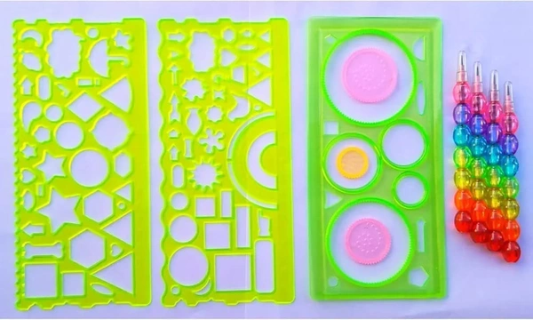 New scale combo With 2 stencil scales, 1 spirograph scale, 4 bead pencils