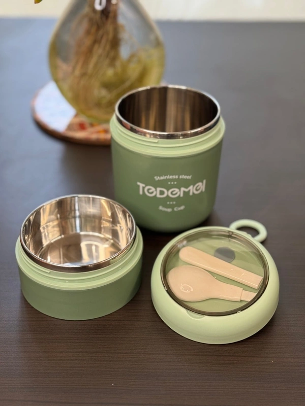 Tedemei Double Partition Leakproof Soup Bowl – 2-in-1 Hot Pot & Food Container for Office & Travel