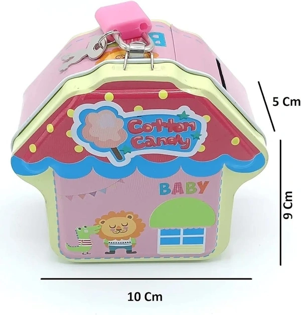 New metal piggy bank in hut and dress shape