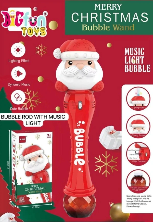 Santa theme bubble wand with light and music