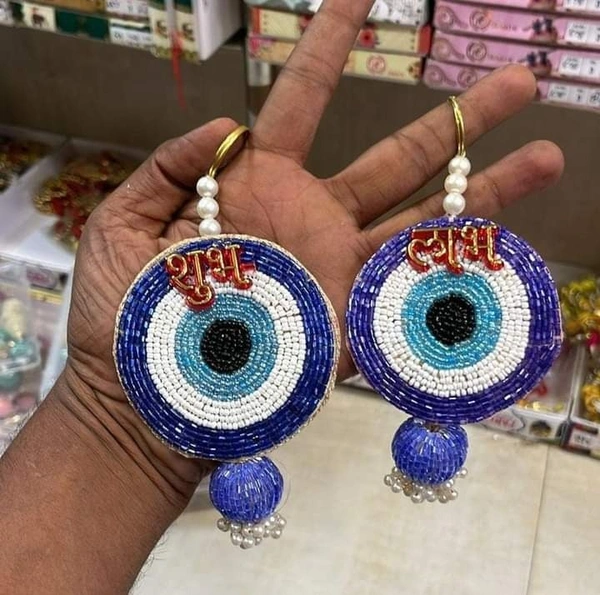 Evil eye shubh labh pair   Pink, yellow or blue colour choice possible