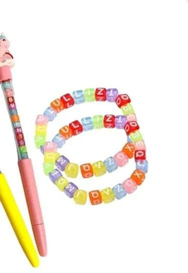 Name pens with alphabet beads inside. Color random only