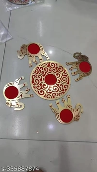 New mdf rangoli set 3 designs available Elephant, hand and kalash  Buy 1 set with wax tealight 