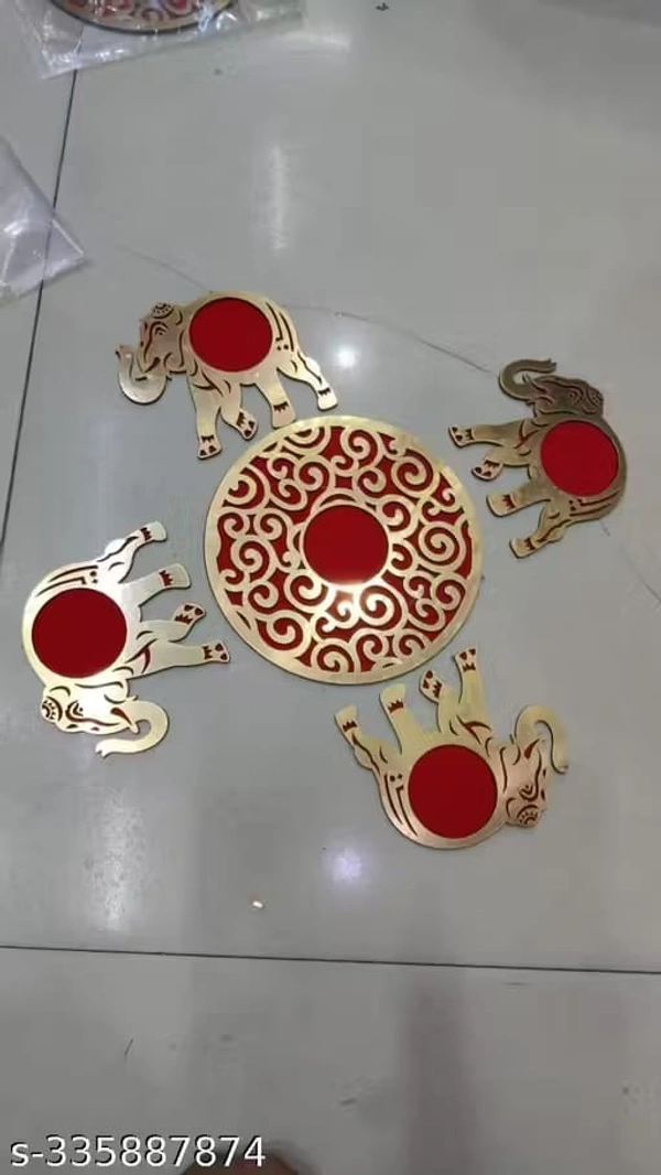 New mdf rangoli set 3 designs available Elephant, hand and kalash  Buy 1 set with wax tealight 