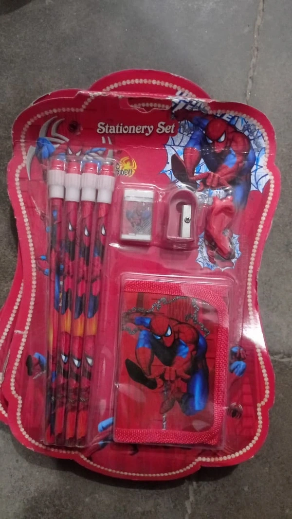 Stationery set with wallet, 4 pencils, eraser, sharpener and pencil grip Real pic shared