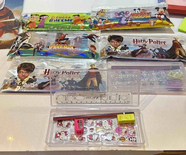 New geometry box in pouch packing Stationery included Only girl or boy choice possible character random only