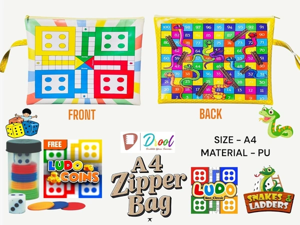 New ludo n snake n ladders A5 zipper pouches in premium quality - 