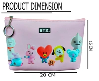 Homeoculture BTS Pencil Case Large Capacity Storage Bag Cosmetic Big Pouch for Girls BT-21 School Stationery Pencil Pouch for Kids 1pcs Travel Pouch for Kids Girls Zipper Closer Waterproof Pouch - 0.5