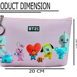 Homeoculture BTS Pencil Case Large Capacity Storage Bag Cosmetic Big Pouch for Girls BT-21 School Stationery Pencil Pouch for Kids 1pcs Travel Pouch for Kids Girls Zipper Closer Waterproof Pouch - 0.5