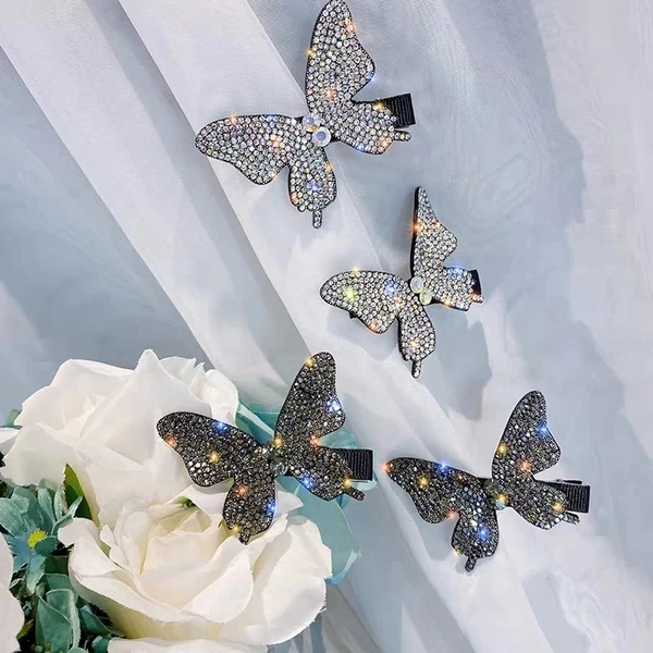 Homeoculture Butterfly Flashing Diamond Hair Clip Hairpin Side Clip Rhinestone Butterfly Bangs Clip Side Clip Girl Hair Accessories Headdress