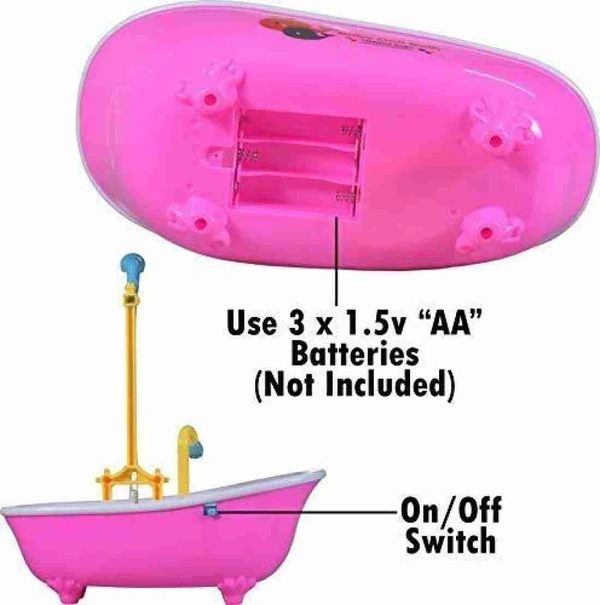 Baby doll bath tub with real working shower