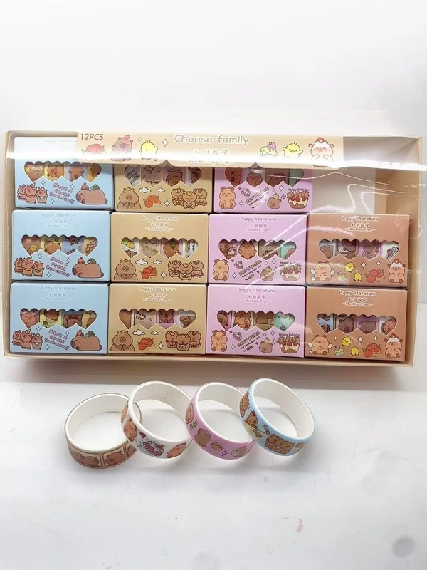 Washi tape in capybara and labubu theme Each box has 4 tapes