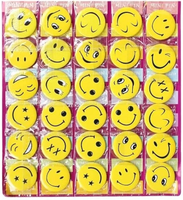 New smiley emoji badges Big size (4 cms) Card of 30 pcs