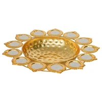 Metal urli size 12 inches All real pics shared  Now you can buy soya wax filled on the sides at 100 rs extra in any design Material iron with brass coated  Pic shared for reference