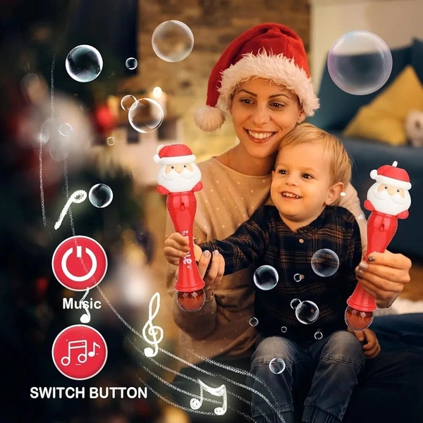 Santa theme bubble wand with light and music