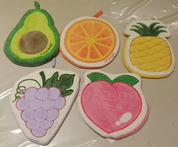Many more designs in hand towel Size approx 25 cms Premium quality each moq 2 Theme you can choose like fruit, coffee, etc Design random only