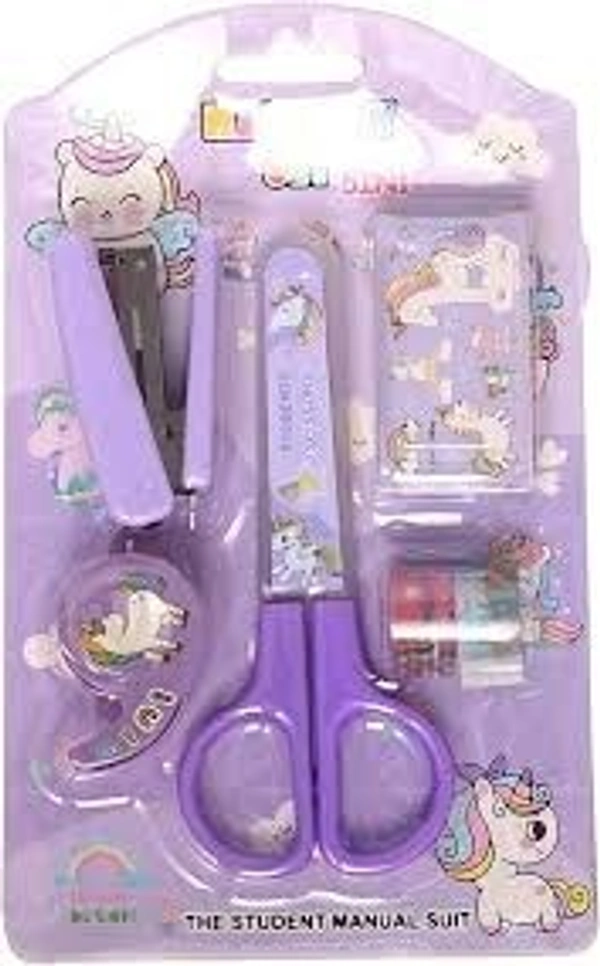 Unicorn stationery set with scissors n stapler n more