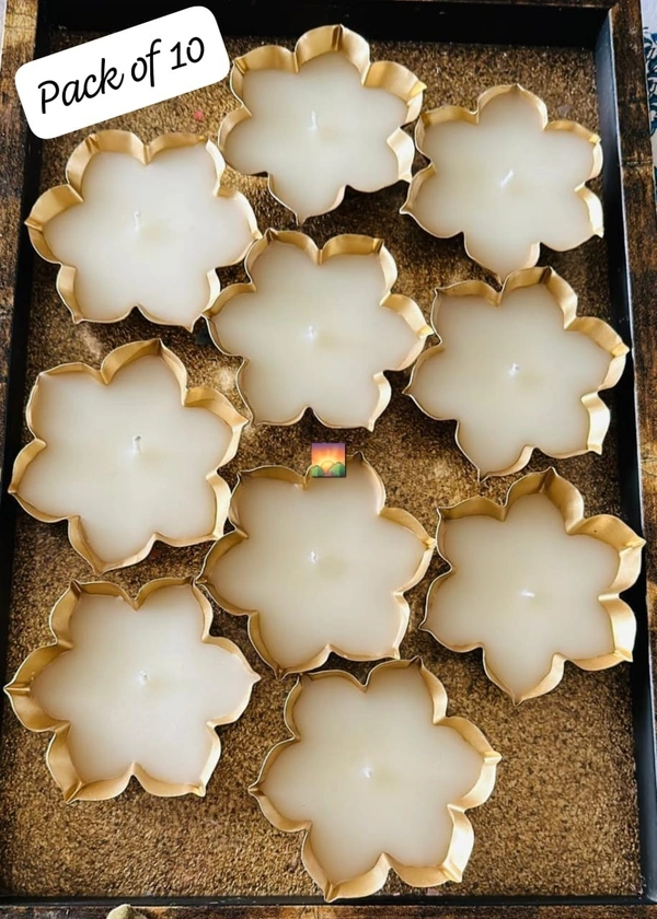 Set of 10   Designer lotus with Wax  Size - 3 Inch Approx  Material - Metal  | Wax