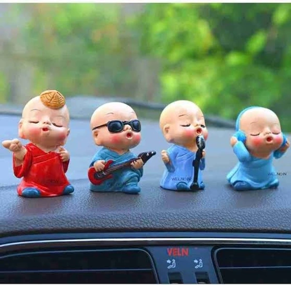 New mini musical buddha monk set of 4 Polyresin material 5 cms