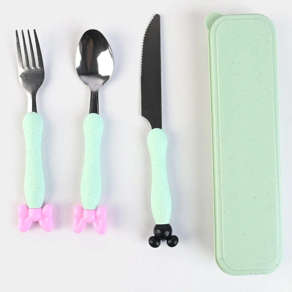 3 pc spoon fork knife set in a box
