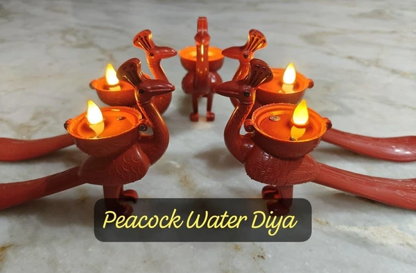 Peacock Water Sensor Diya.Set of 6