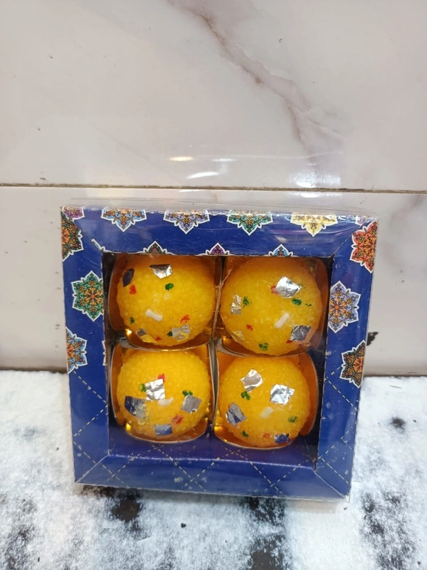Decorative Diwali Candles, Laddu Candles - Laddu Shape, Unscented Eco-Friendly Paraffin Wax Laddoo Candles for Diwali Festival Décor, Set of 4
