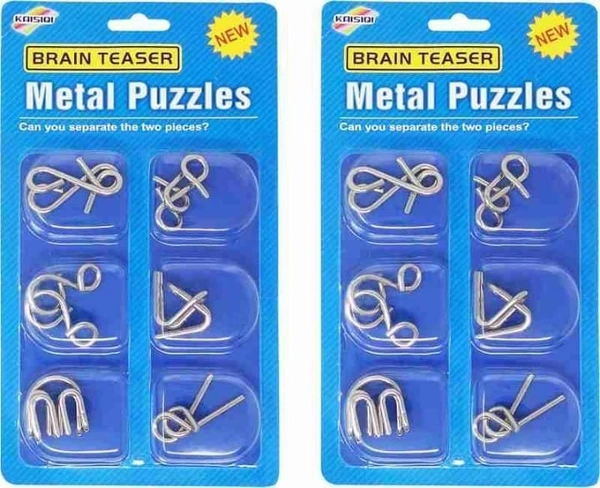 6Pc Brain Teasers Metal Wire Puzzle Toys Metal Puzzle Toys for Gifts, Party Favors, Prizes, Disentanglement Puzzle Unlock Interlock Toys - Iq Puzzle Brain Teaser (6 Pc), Kids