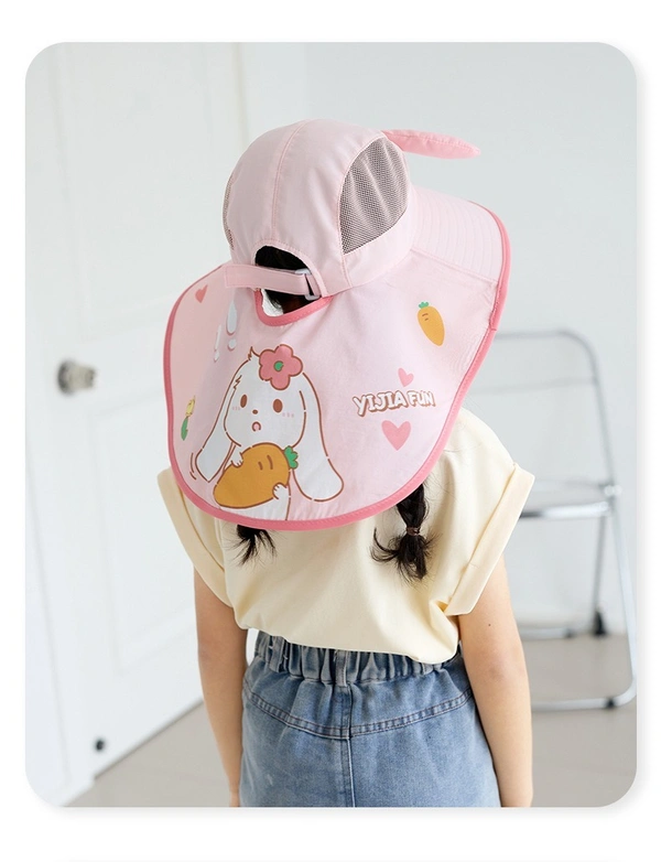 CHARACTER THEME KIDS BIG SIZE SUMMER HAT WITH NECK COVER & WHISTLE