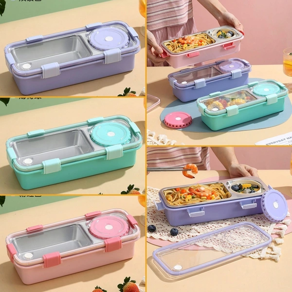 2 COMPARTMENT +150ML CURRY BOWL, 600ML STAINLESS STEEL 304 INSULATED LUNCH BOX  