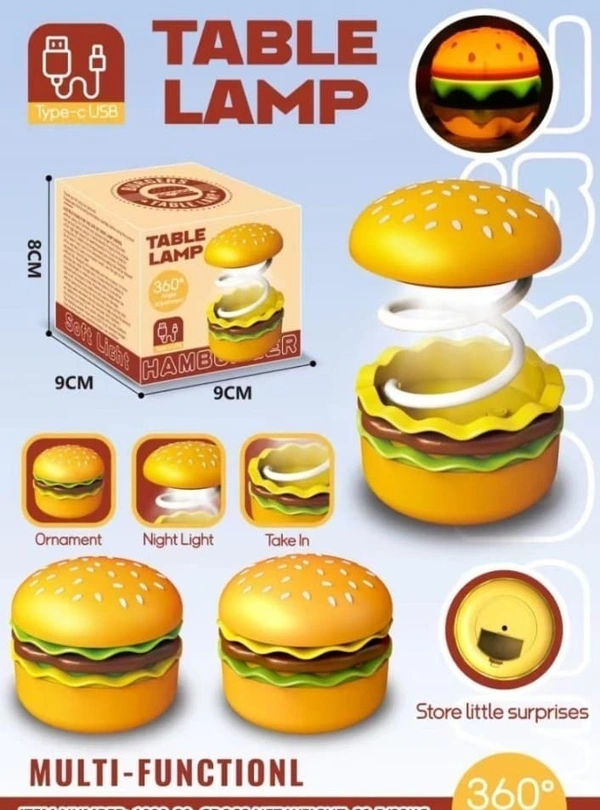 Burger lamp with usb charging