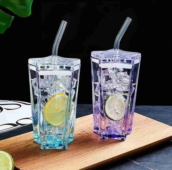 New arrival Star shaped glass sipper 300 ml Box packing